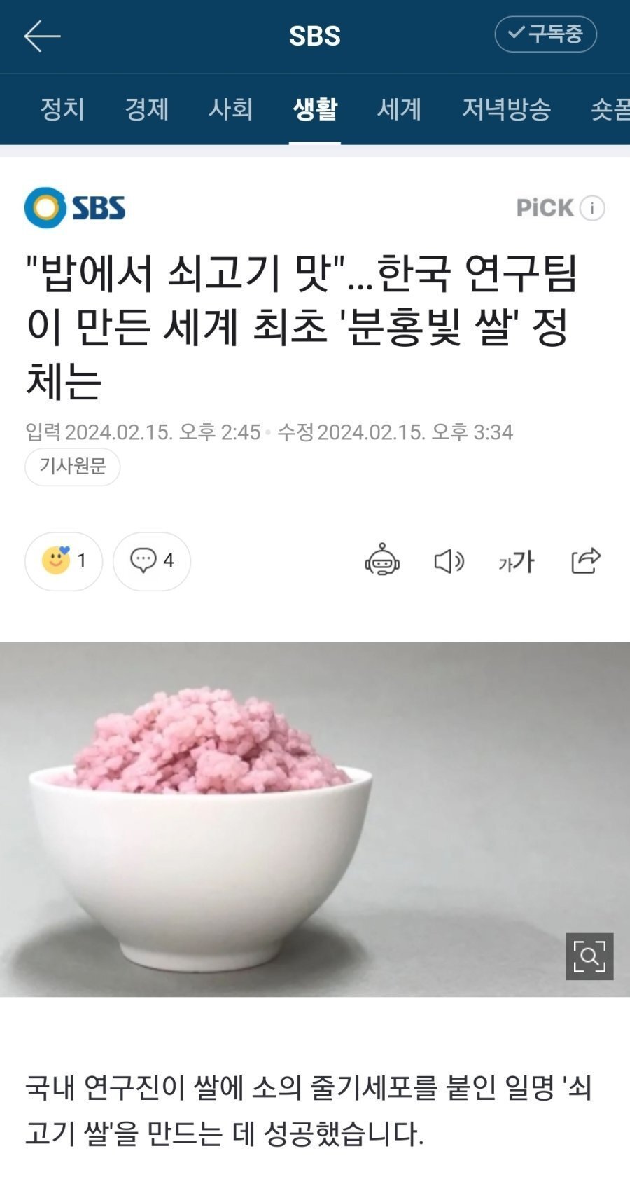 호불호 많을것 같은 쇠고기맛 쌀