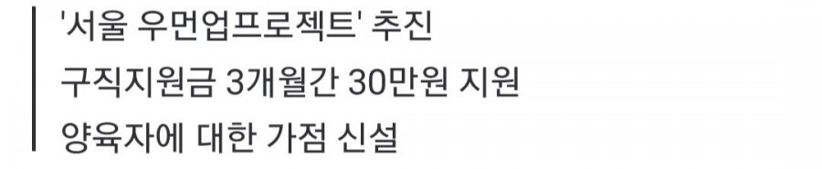 서울시 3040 무직백수 여성 90만원 지원 ㅋㅋ