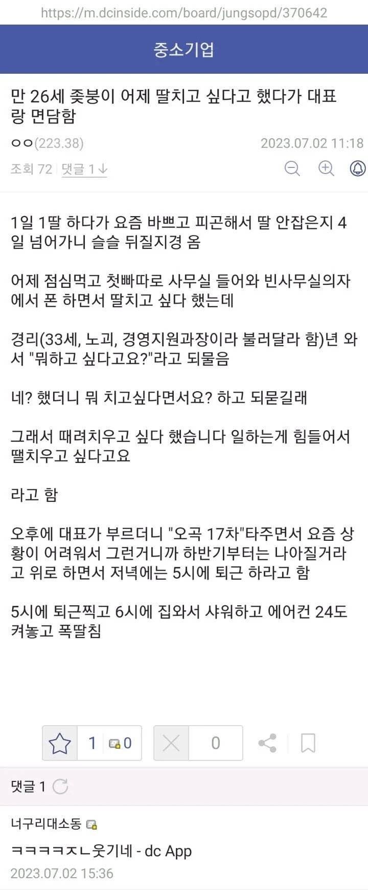 딸이 너무 치고싶었던 26세 중소기업갤러