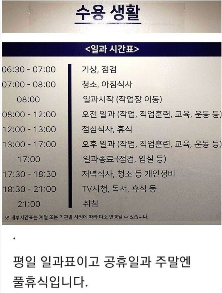 교도소의 하루 일과