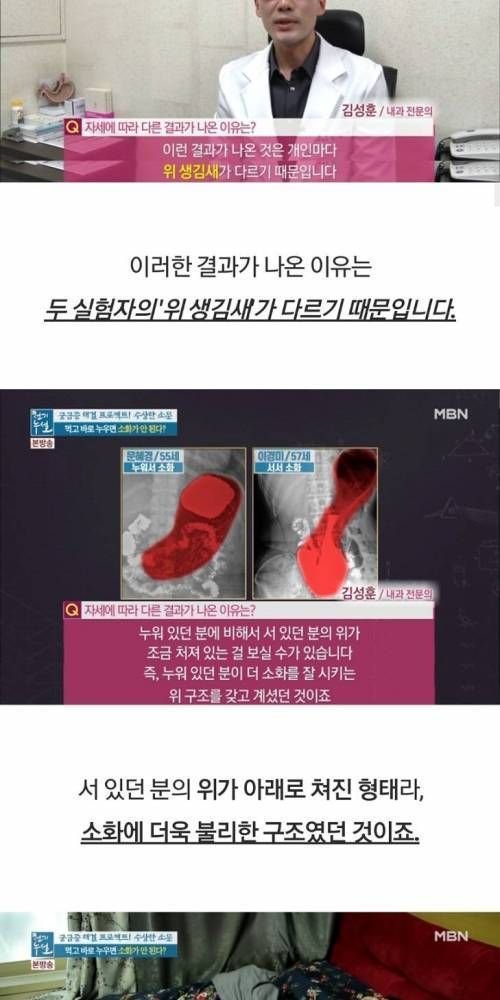 밥 먹고 바로 누워도 소화력에는 큰 차이가 없다